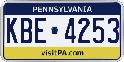 PA license plate KBE4253