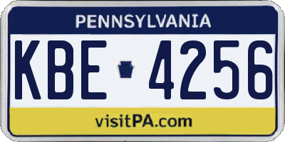 PA license plate KBE4256