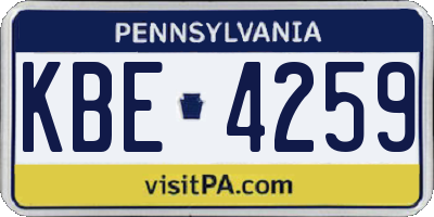 PA license plate KBE4259