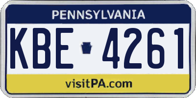 PA license plate KBE4261