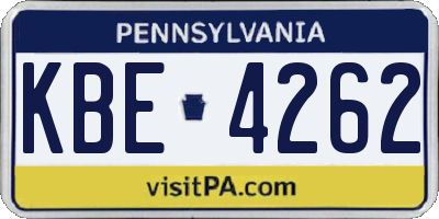 PA license plate KBE4262