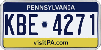 PA license plate KBE4271