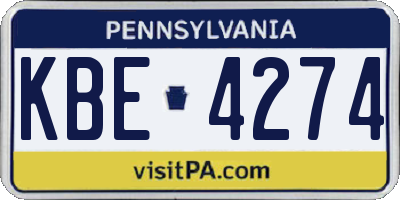 PA license plate KBE4274