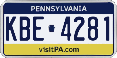 PA license plate KBE4281