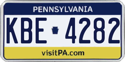 PA license plate KBE4282