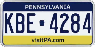 PA license plate KBE4284