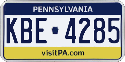 PA license plate KBE4285