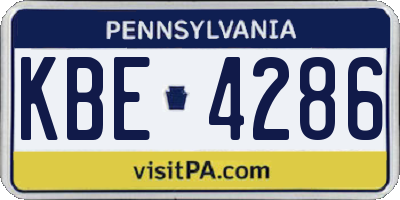 PA license plate KBE4286