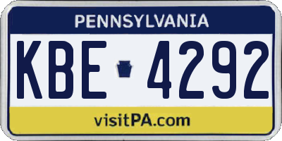 PA license plate KBE4292
