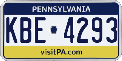 PA license plate KBE4293