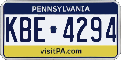 PA license plate KBE4294