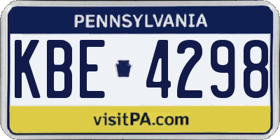 PA license plate KBE4298