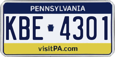 PA license plate KBE4301