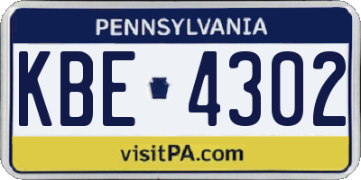 PA license plate KBE4302