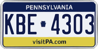 PA license plate KBE4303