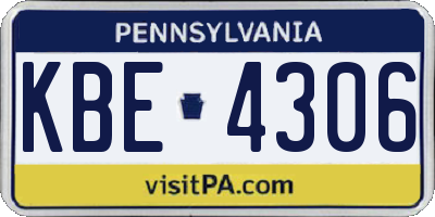 PA license plate KBE4306