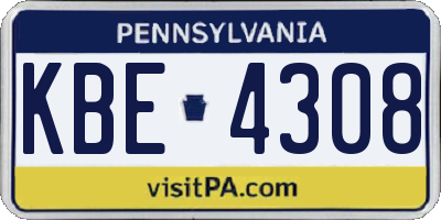 PA license plate KBE4308