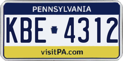 PA license plate KBE4312