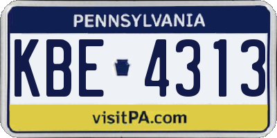 PA license plate KBE4313