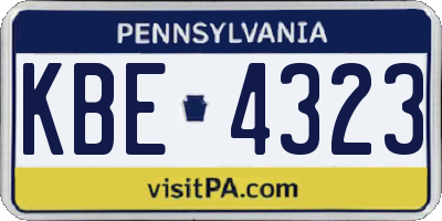 PA license plate KBE4323