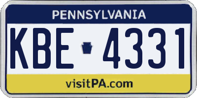 PA license plate KBE4331