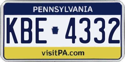 PA license plate KBE4332