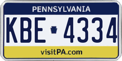 PA license plate KBE4334
