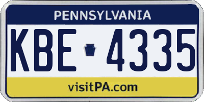 PA license plate KBE4335