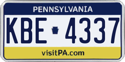 PA license plate KBE4337