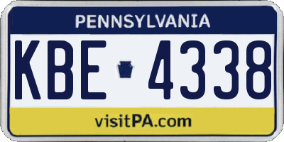 PA license plate KBE4338