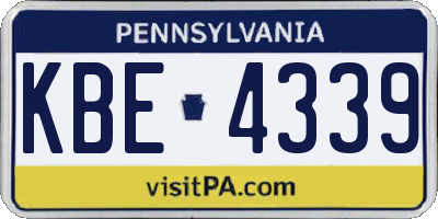 PA license plate KBE4339