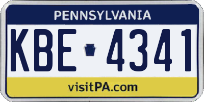 PA license plate KBE4341