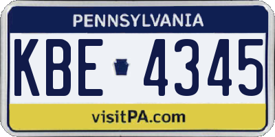 PA license plate KBE4345