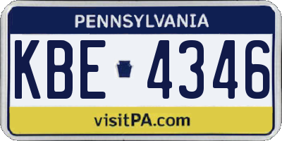 PA license plate KBE4346