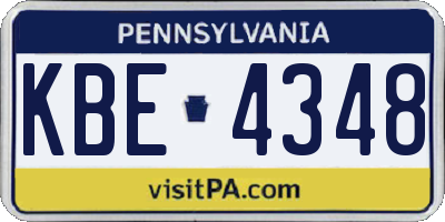 PA license plate KBE4348