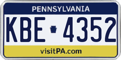 PA license plate KBE4352