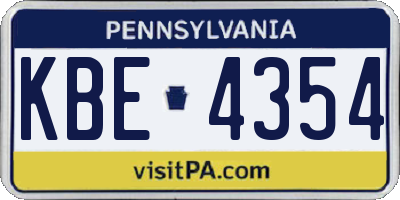 PA license plate KBE4354