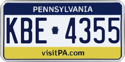 PA license plate KBE4355