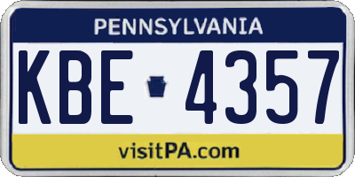 PA license plate KBE4357
