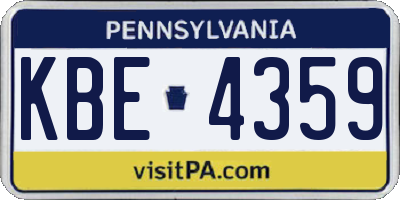PA license plate KBE4359