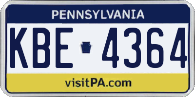 PA license plate KBE4364