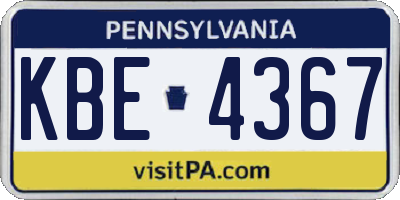 PA license plate KBE4367