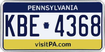 PA license plate KBE4368
