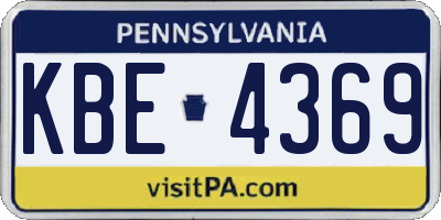 PA license plate KBE4369