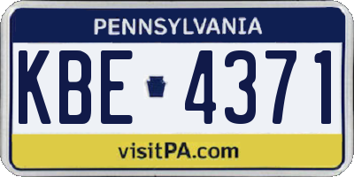 PA license plate KBE4371