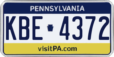 PA license plate KBE4372