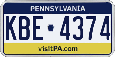 PA license plate KBE4374