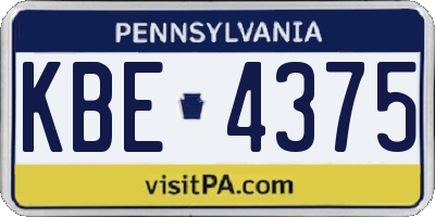 PA license plate KBE4375