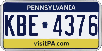 PA license plate KBE4376
