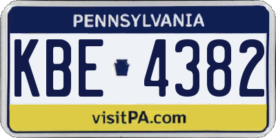 PA license plate KBE4382